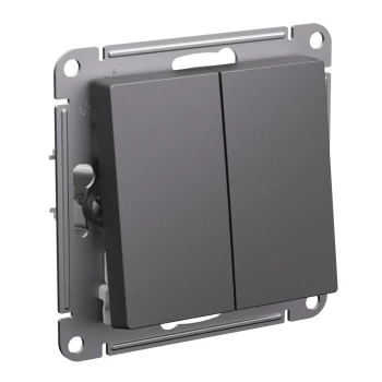 Выключатель 2-полюсный 1-клавишный 16А, Базальт, серия Atlas Design, Schneider Electric