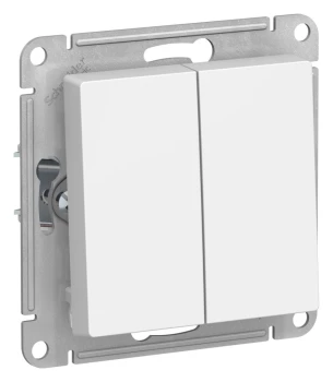 Выключатель 2-клавишный, влагозащищенный IP44, Белый, серия Atlas Design, Schneider Electric