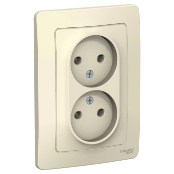 Розетка 2-ая электрическая без заземления (в сборе), Молочный, серия Blanca, Schneider Electric