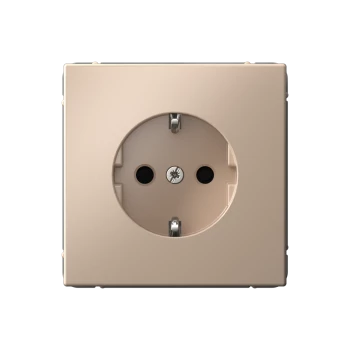 Розетка 1-ая электрическая, с заземлением и защитными шторками (безвинтовой зажим), Песочный, серия Art Gallery, Systeme Electric