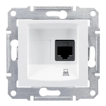 Розетка компьютерная 1-ая экранированная кат.5е, RJ-45 (интернет), Белый, серия Sedna, Schneider Electric