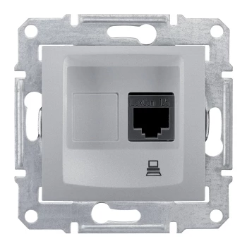 Розетка компьютерная 1-ая экранированная кат.5е, RJ-45 (интернет), Алюминий, серия Sedna, Schneider Electric