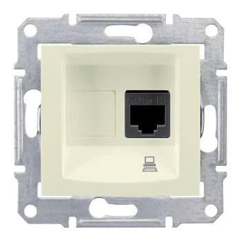 Розетка компьютерная 1-ая экранированная кат.6е, RJ-45 (интернет), Бежевый, серия Sedna, Schneider Electric
